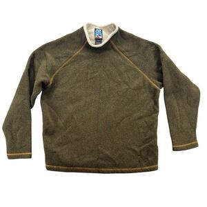 Kuhl ALF Men Alpaca Fleece Pullover Sweater Size L Green Sherpa Vintage Gorpcore